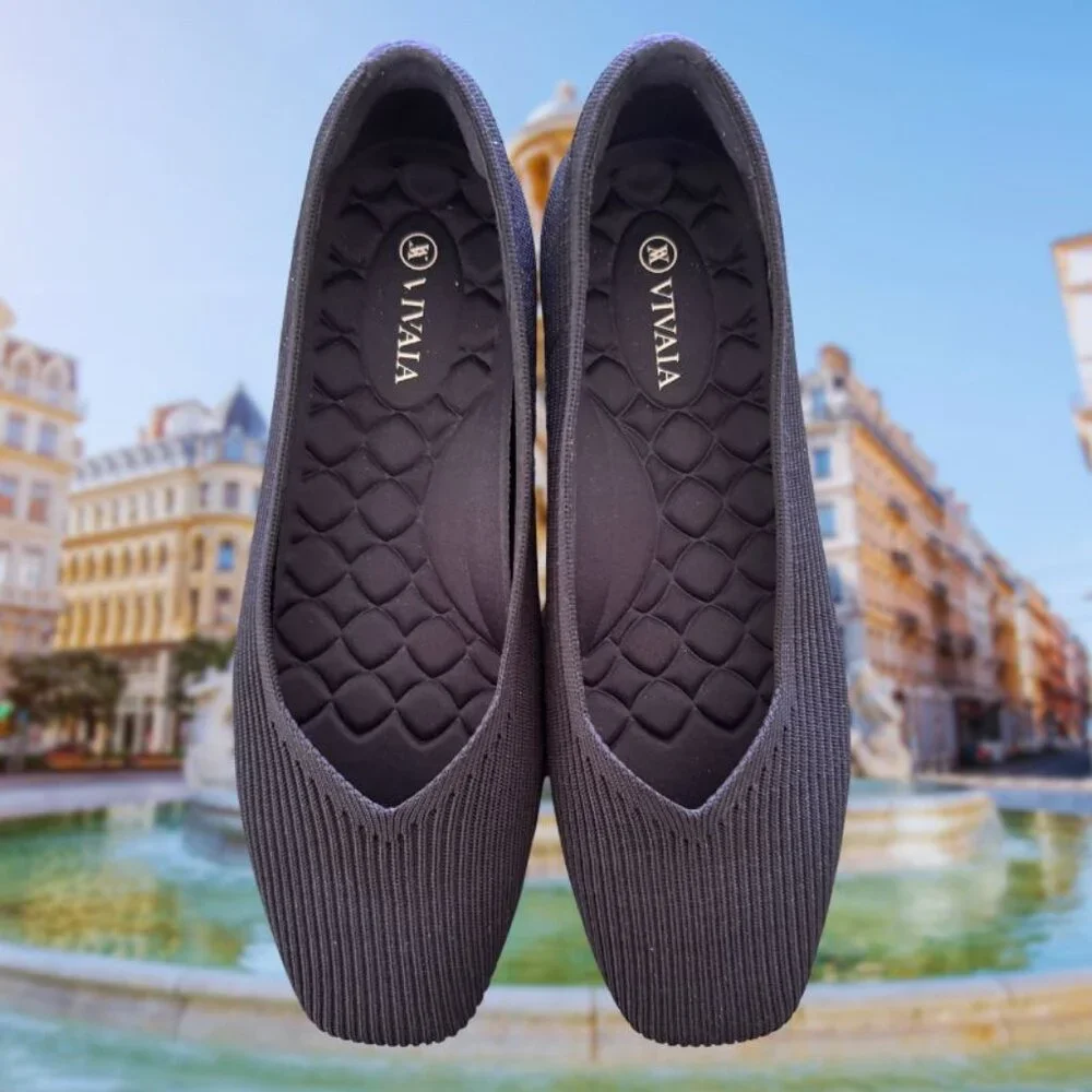 VIVAIA Authentic Square-Toe V-Cut Flats (Margot 2.0) **NEW** Navy EU 39.5 US 8.5 - Picture 2 of 11